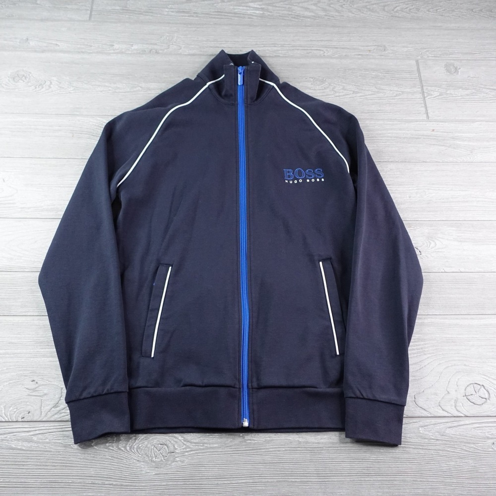 Hugo Boss Track Jacket Men's Size Small Navy Blue Full Zip Stretch